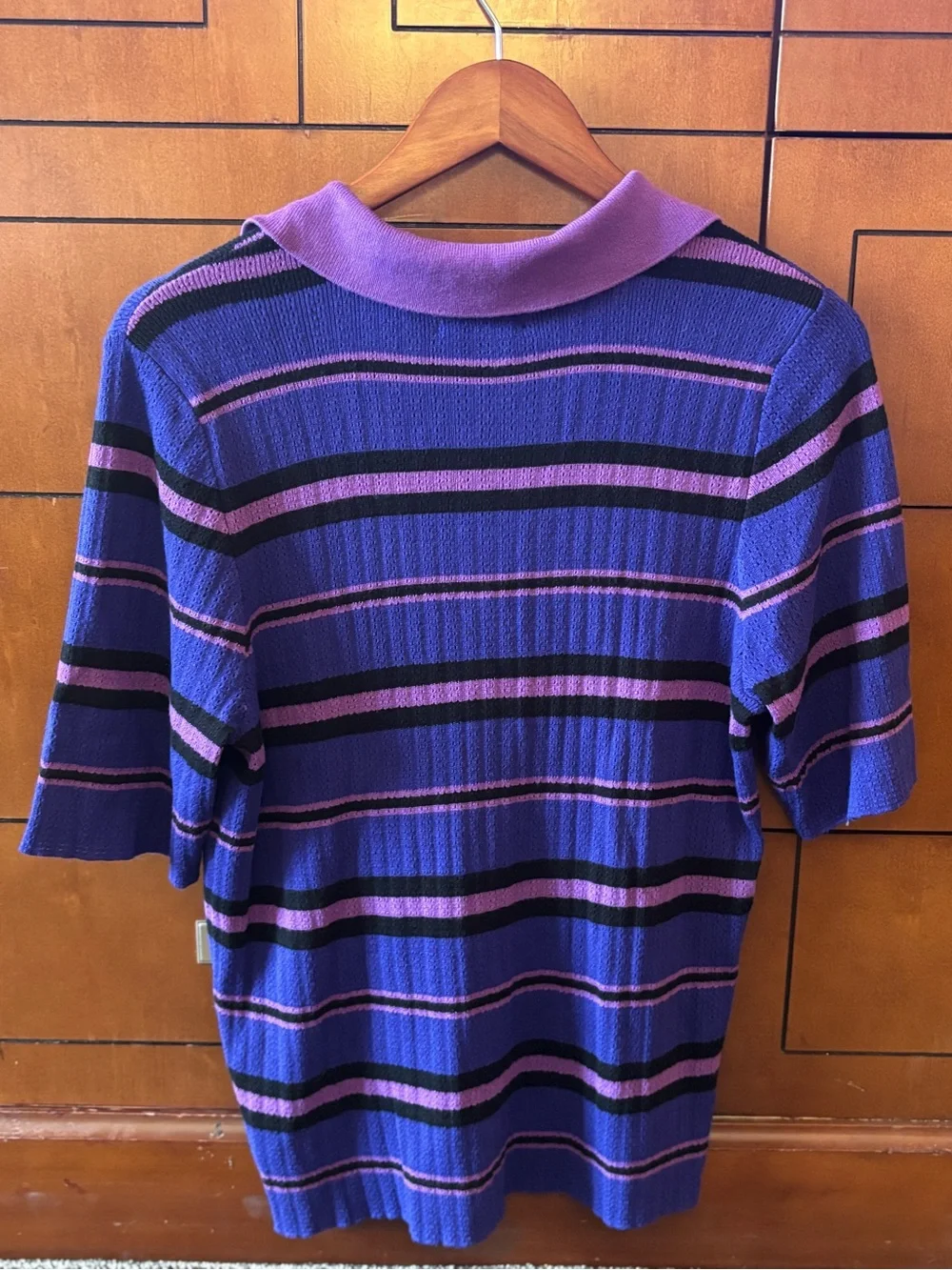 Liz Claiborne Purple Striped Short-Sleeve Polo Top - Picture 4 of 4